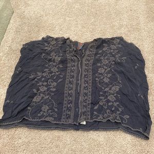 Johnny Was Gray Oversized Embroidered Tunis XS